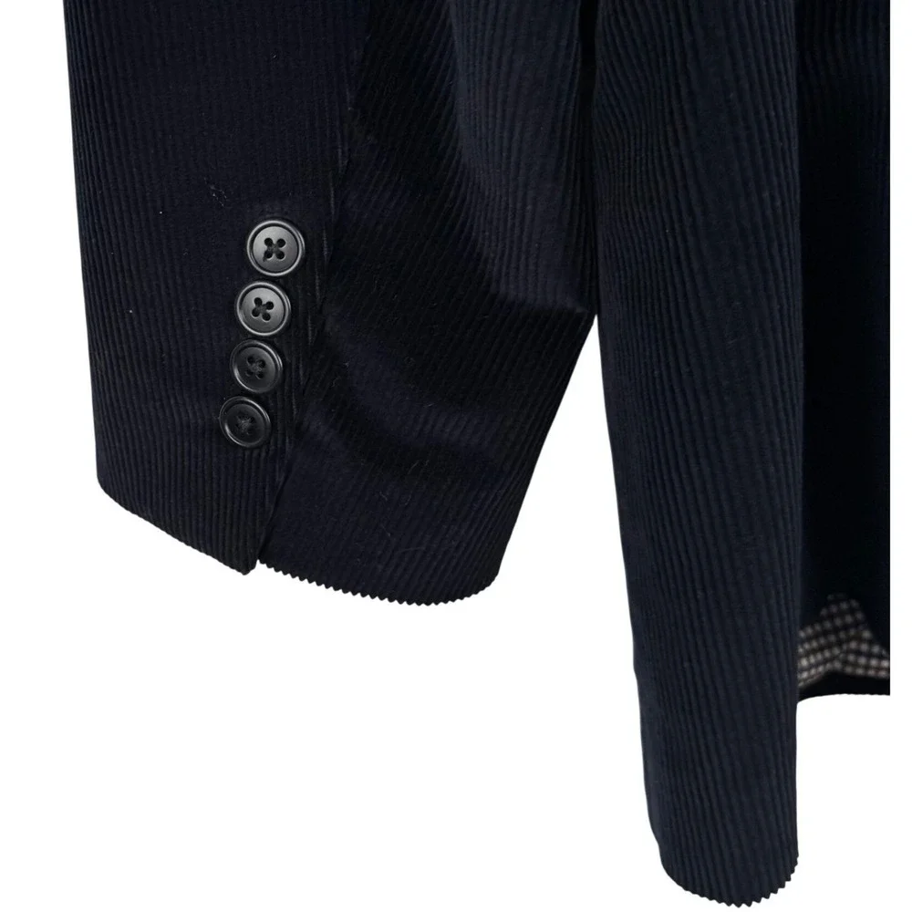 Saddlebred Corduroy 2 Button Blazer Mens‎ 44L Sport Coat Black 100% Cotton